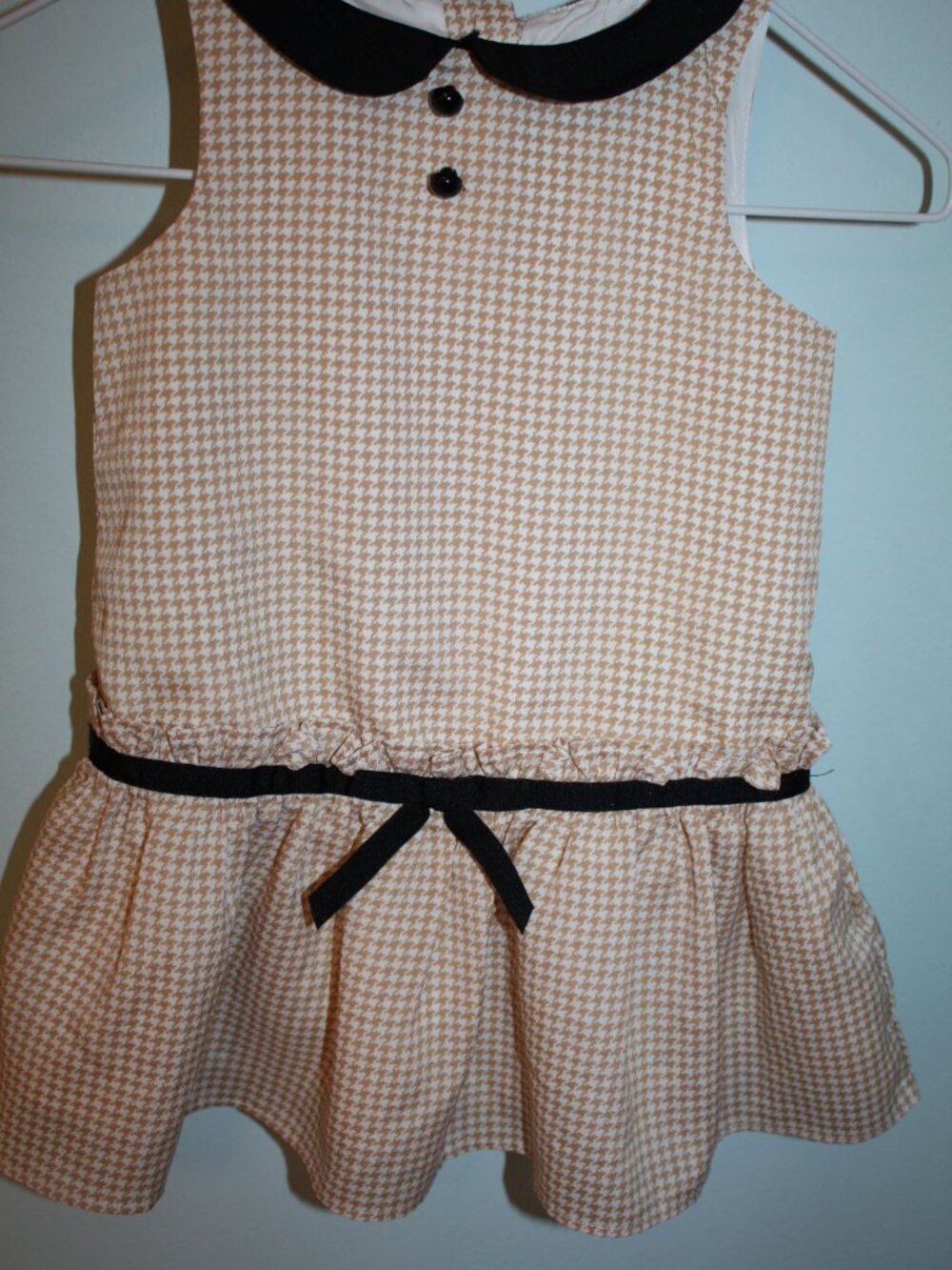 Janie and Jack Size 6-12 months Hello Houndstooth Check Crepe Lined Dress EUC